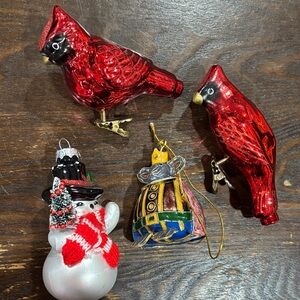 🔥Red Cardinal Glass Ornaments Set🔥